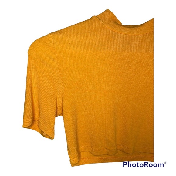 Shein Bright Orange Short Sleeved ribbed crop top. Size Medium - Picture 2 of 5